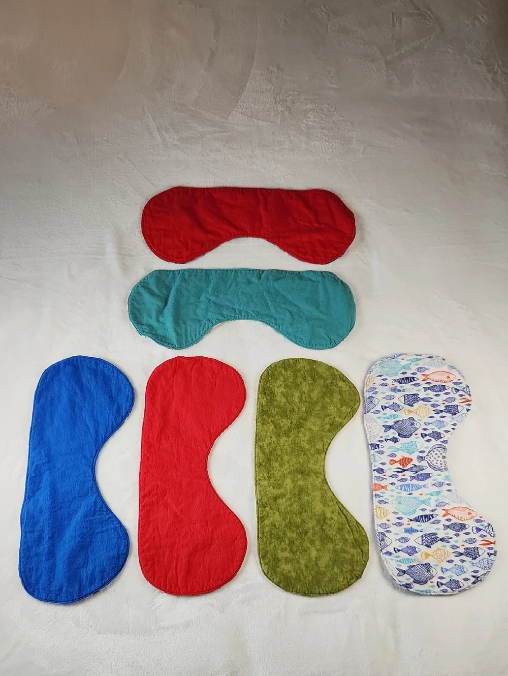 Set of 6 Baby Burp Cloths / Bibs - Soft Flannel Reversable.